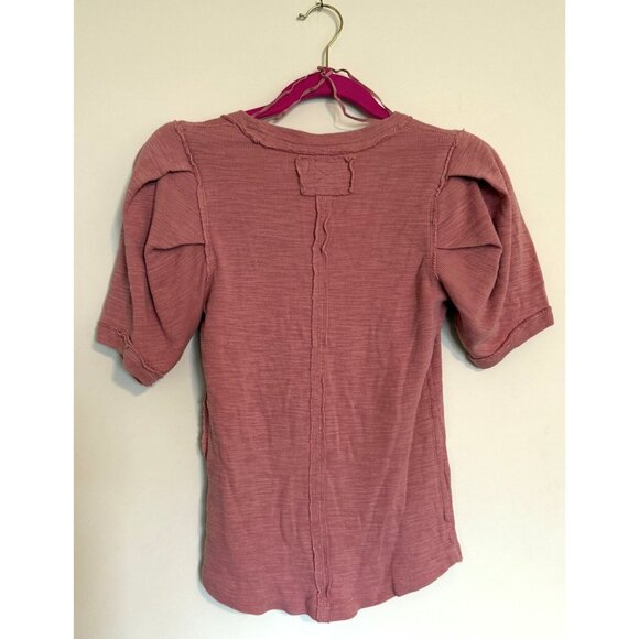 Free People We The Free Pink Papaya Puff Sleeve Tee In Pink Size XS Boho - Picture 2 of 6